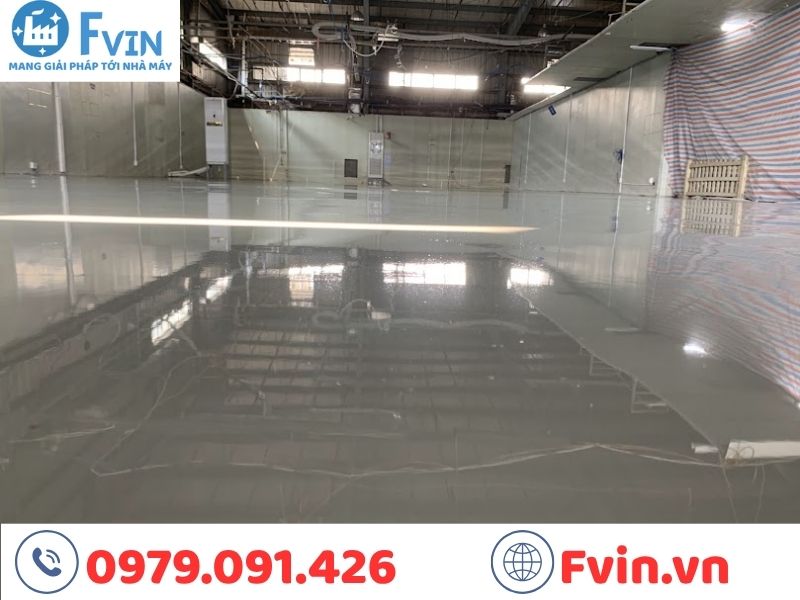 Kết quả bề mặt sàn sau khi triển khai thi công sàn epoxy esd