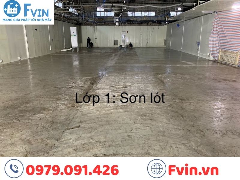 F VIN sau khi thi công lớp sơn lót của sàn Epoxy chống tĩnh điện