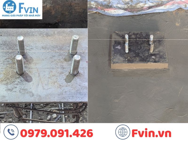 Đổ bê tông bản mã/mặt bích chân cột
