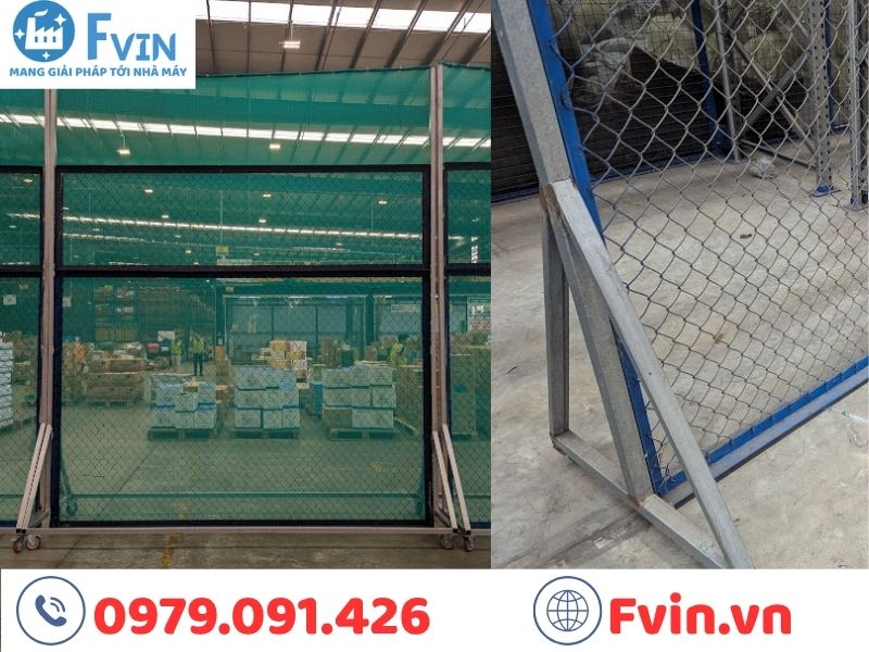Khung vách ngăn lưới chia khu sau khi hoàn thiện